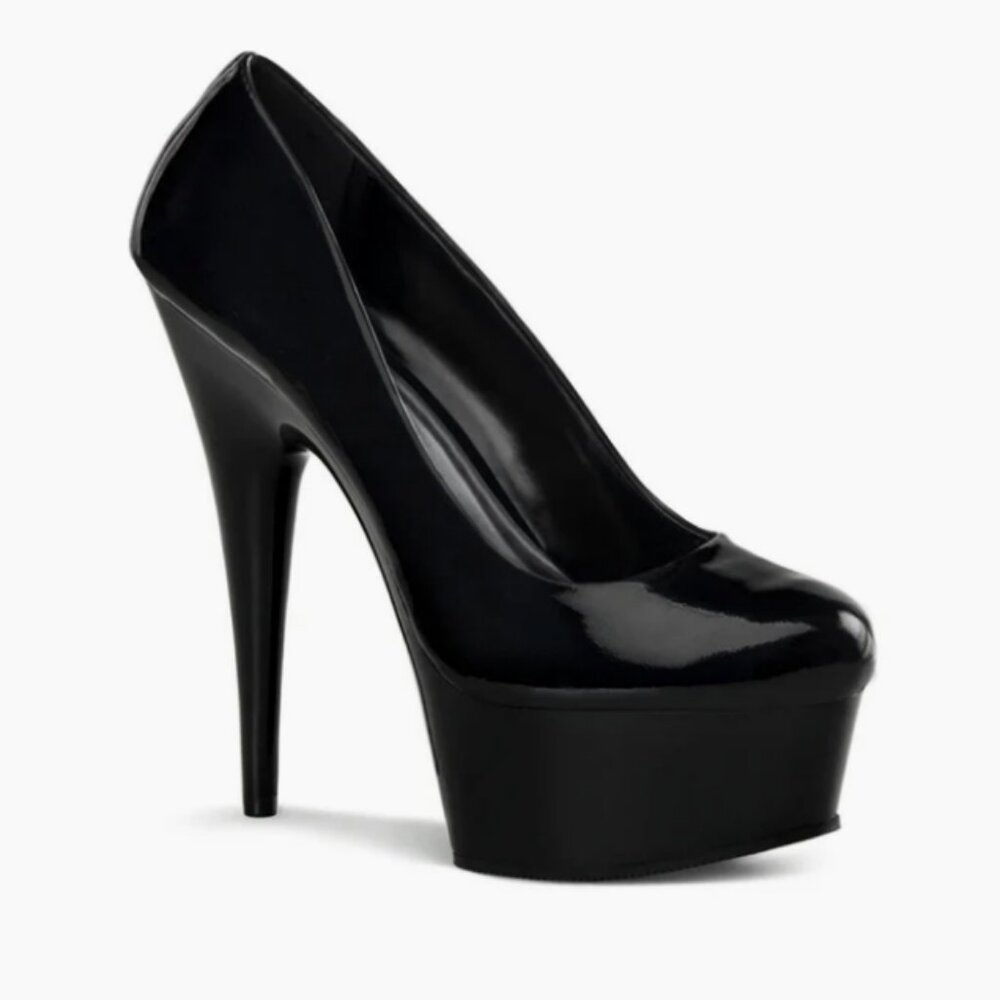Pleaser Delight-685 Stiletto Pump Platform Heels Black Sz 7